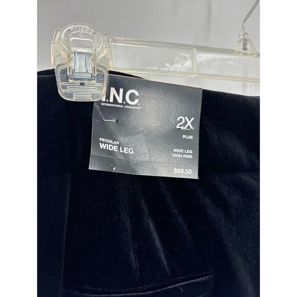 INC International Concepts Black Velvet Wide Leg High Rise Pants Plus 2X New NWT - Picture 11 of 11